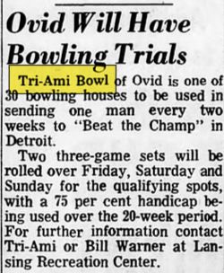 Nics Restaurant & Bowl (Tri-Ami Bowl) - Sep 10 1967 Article